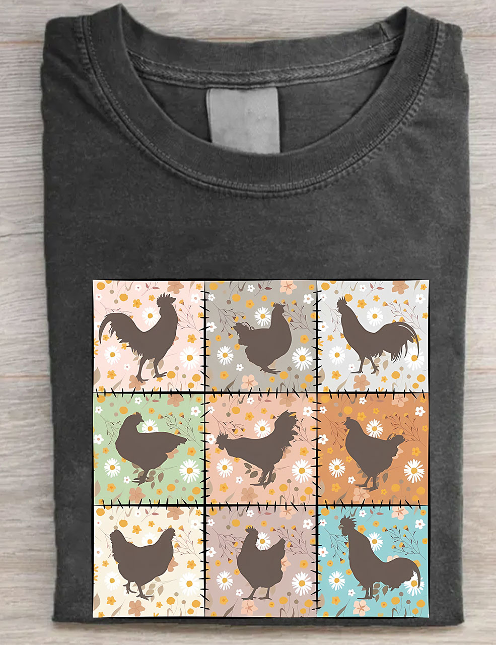 Retro Farmhouse Floral Backyard Chicken T-Shirt