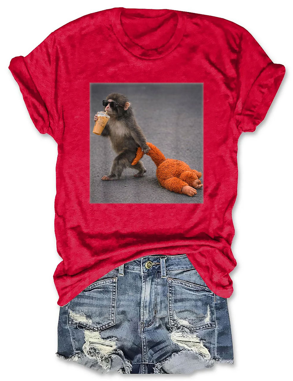 Baby Monkey Punch with Plush Toy T-Shirt