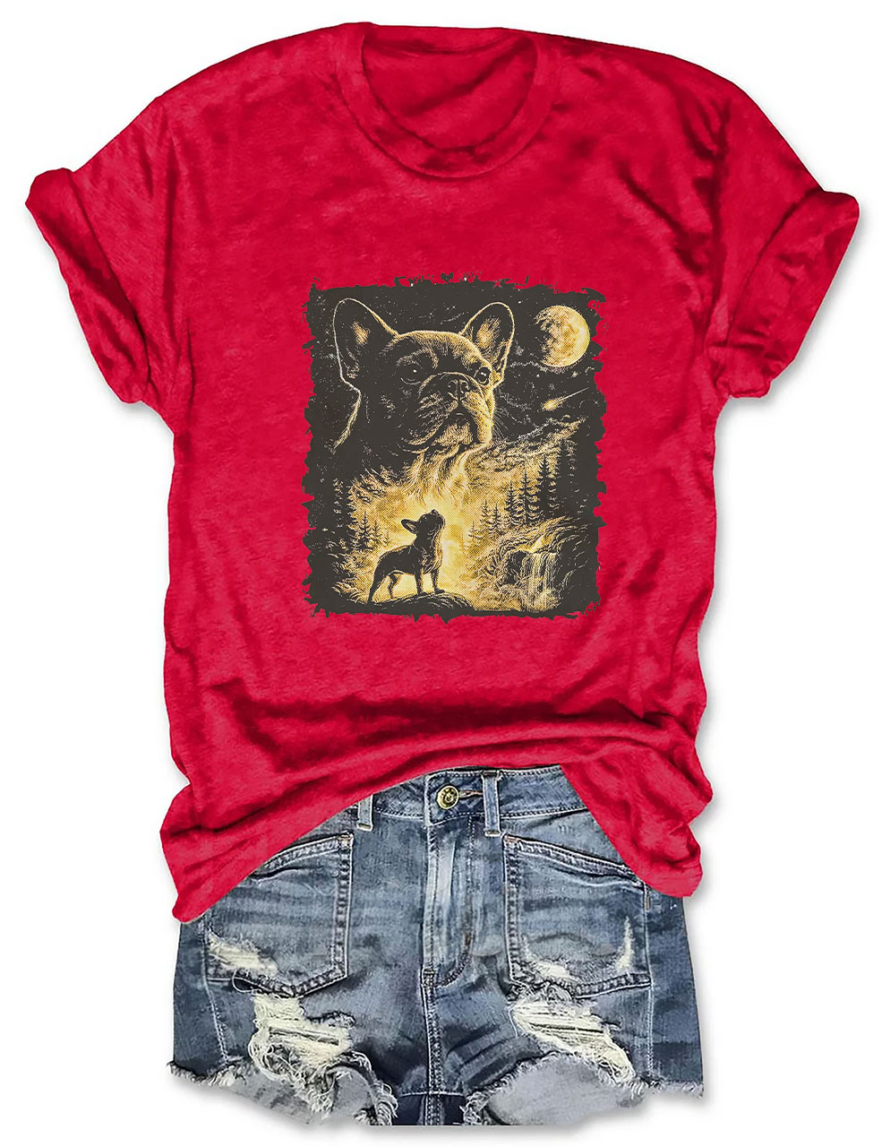 French Bulldog Howling To The Moon Funny T-shirt