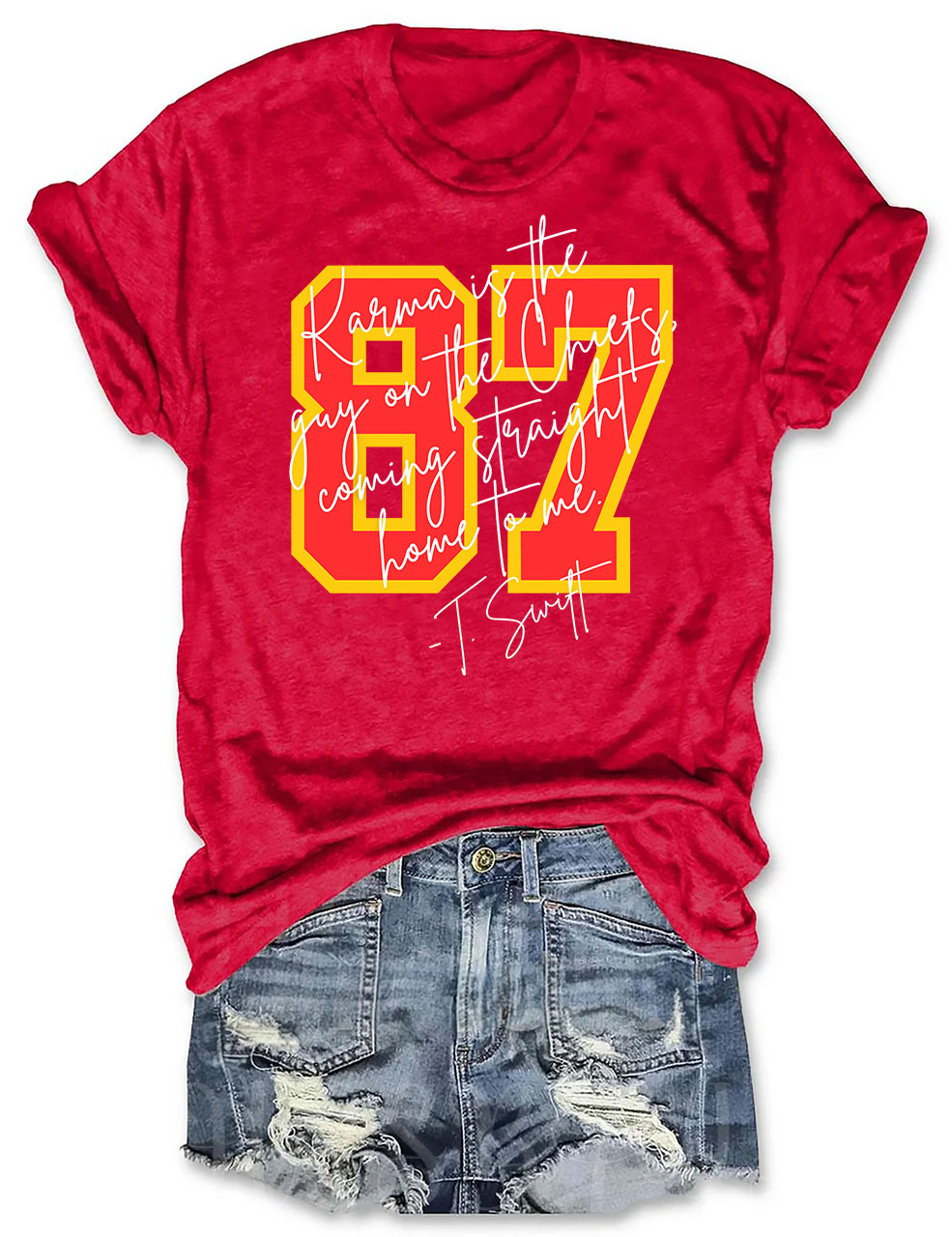 Karma is the guy on the chiefs T-Shirt