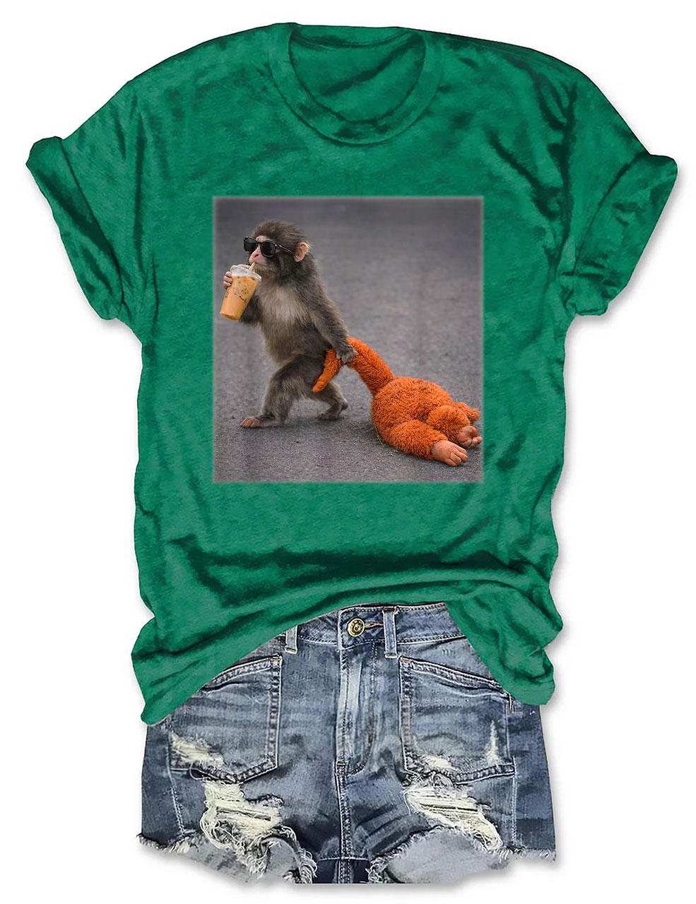 Baby Monkey Punch with Plush Toy T-Shirt