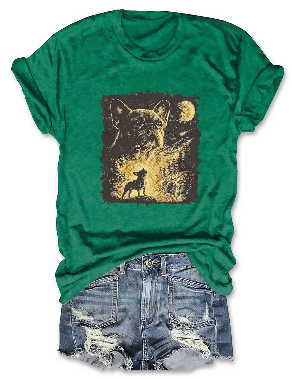 French Bulldog Howling To The Moon Funny T-shirt