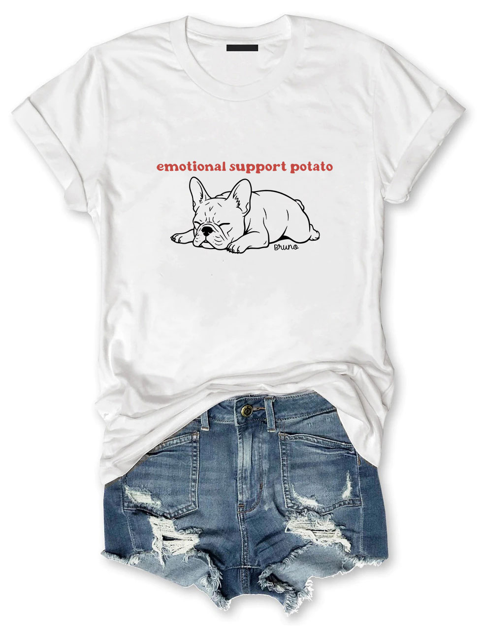 Emotional Support Potato Funny French Bulldog T-shirt