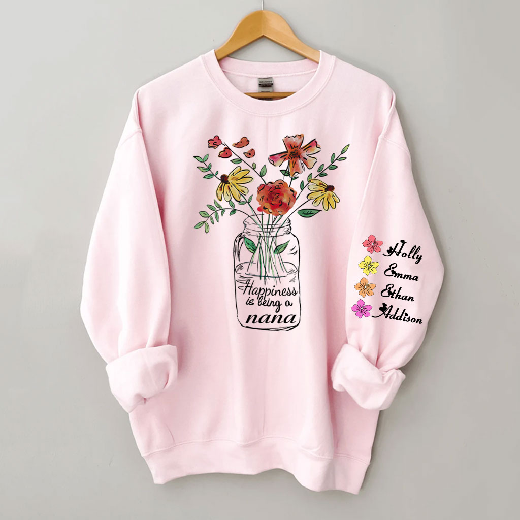 Happiness Is Being A Nana Flower Watercolor Sweatshirt
