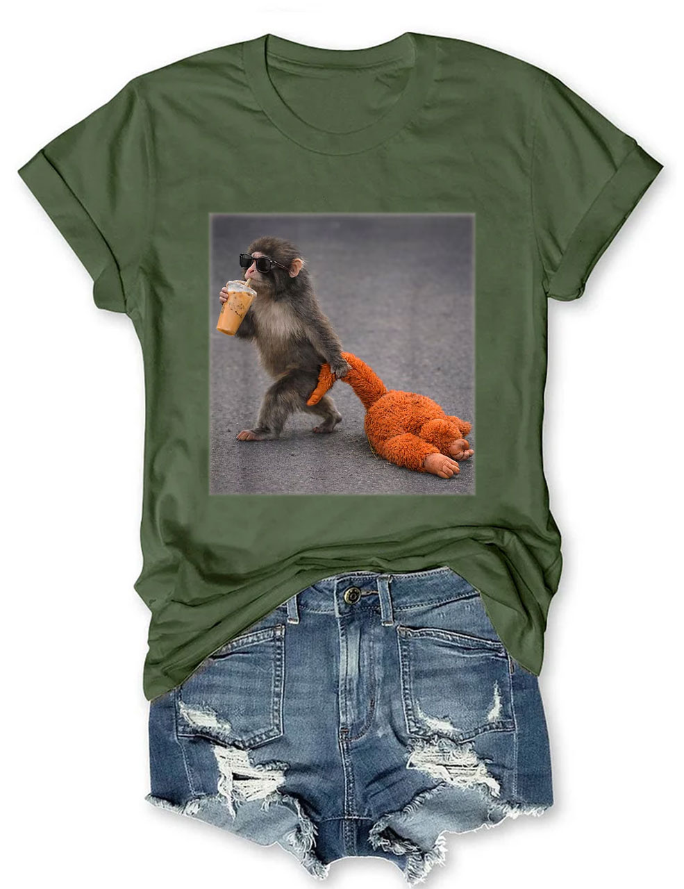 Baby Monkey Punch with Plush Toy T-Shirt