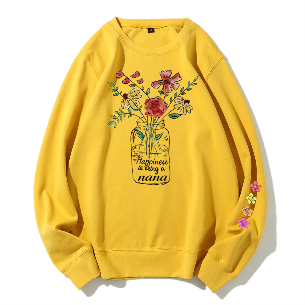Happiness Is Being A Nana Flower Watercolor Sweatshirt