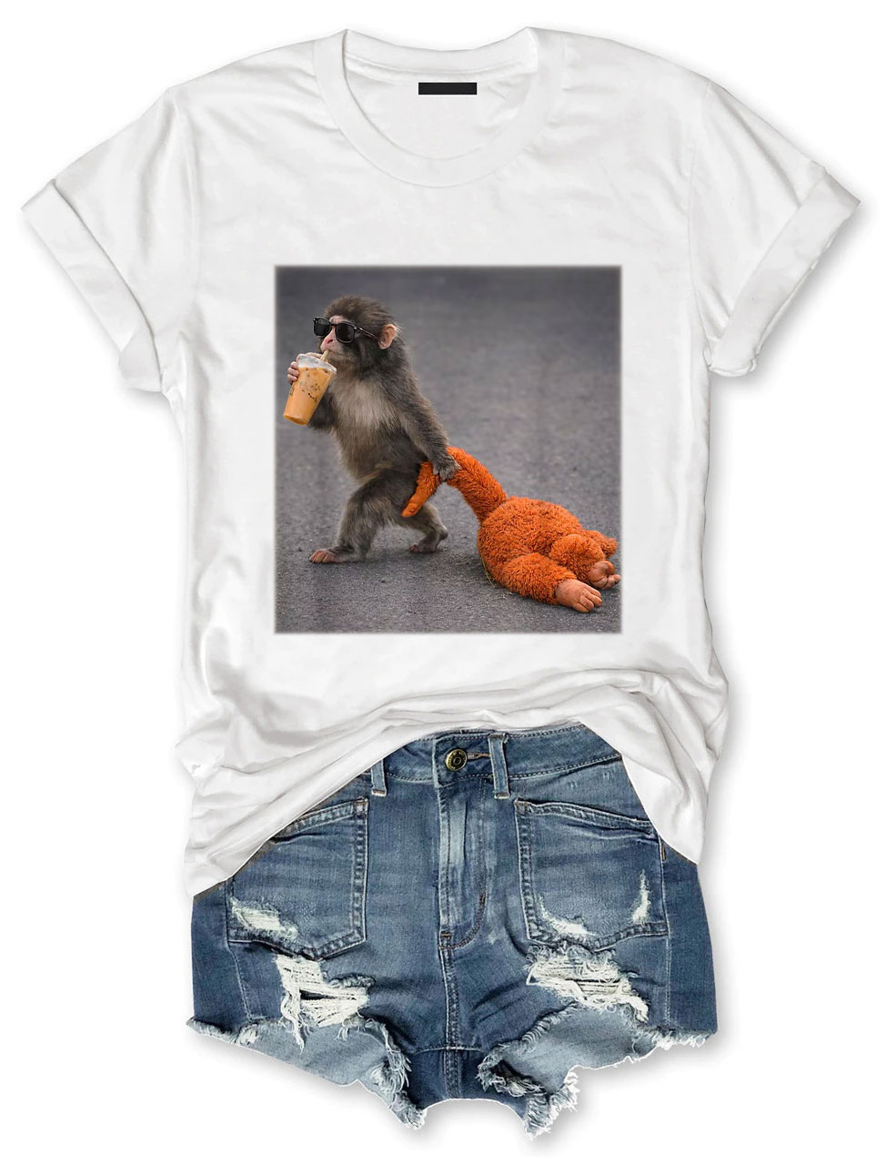 Baby Monkey Punch with Plush Toy T-Shirt