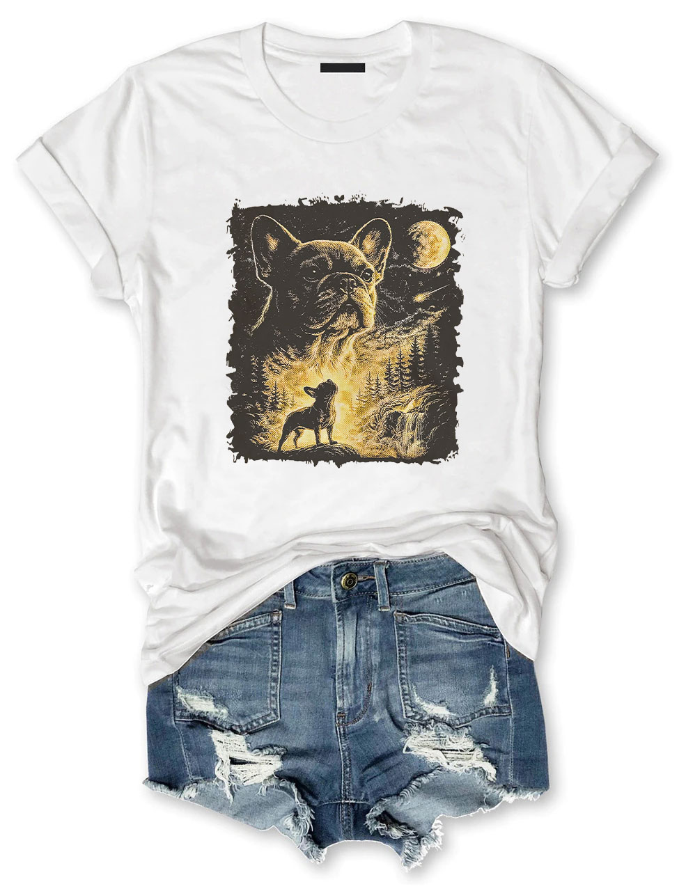 French Bulldog Howling To The Moon Funny T-shirt