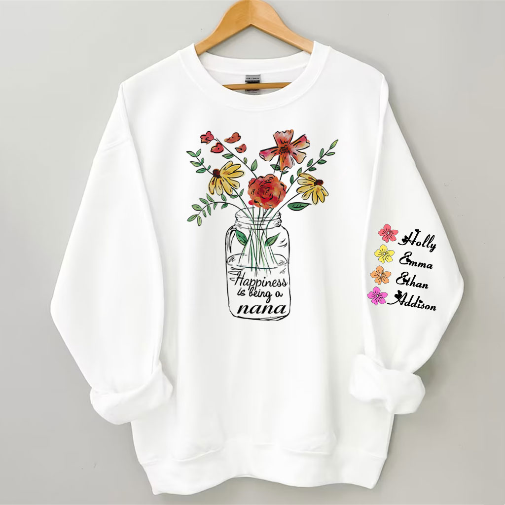 Happiness Is Being A Nana Flower Watercolor Sweatshirt