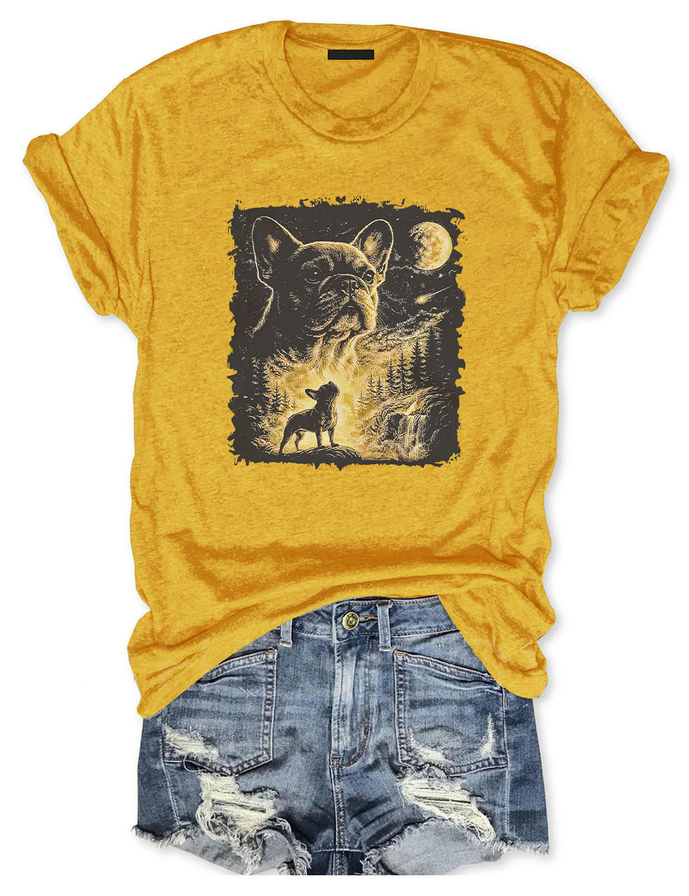 French Bulldog Howling To The Moon Funny T-shirt