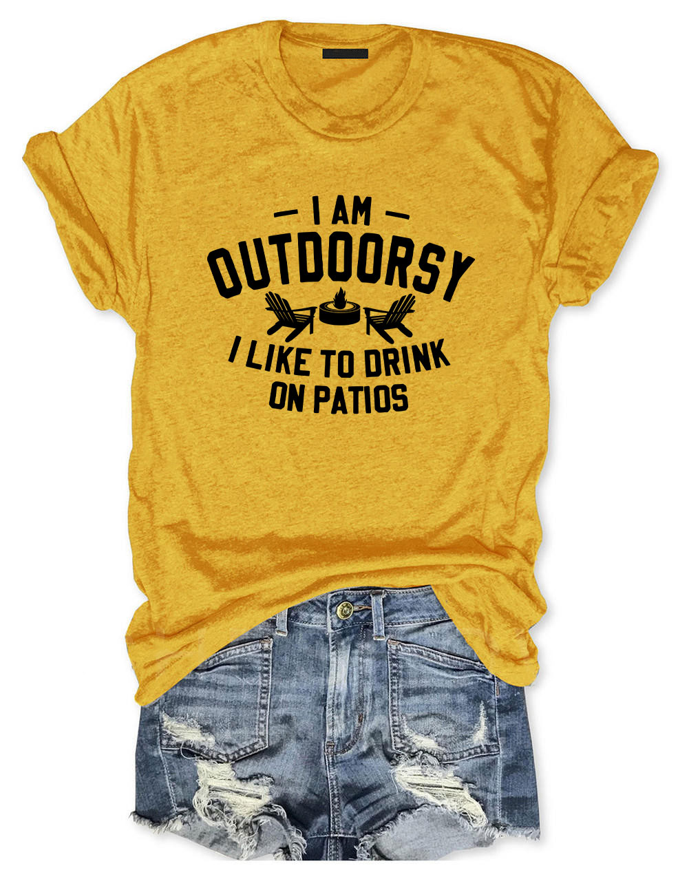 I am outdoorsy I like to drink on patios Funny T-shirt