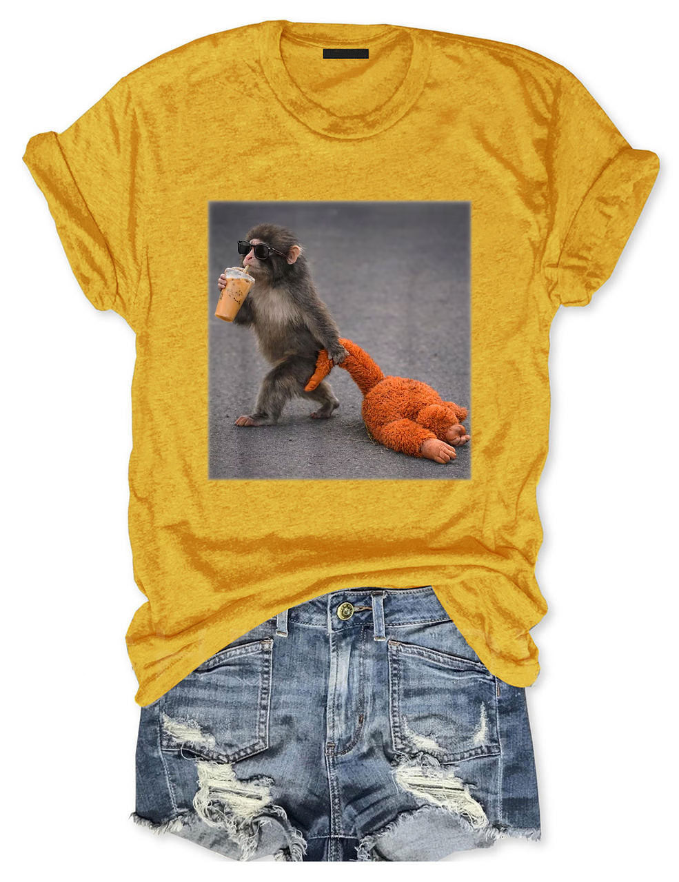 Baby Monkey Punch with Plush Toy T-Shirt