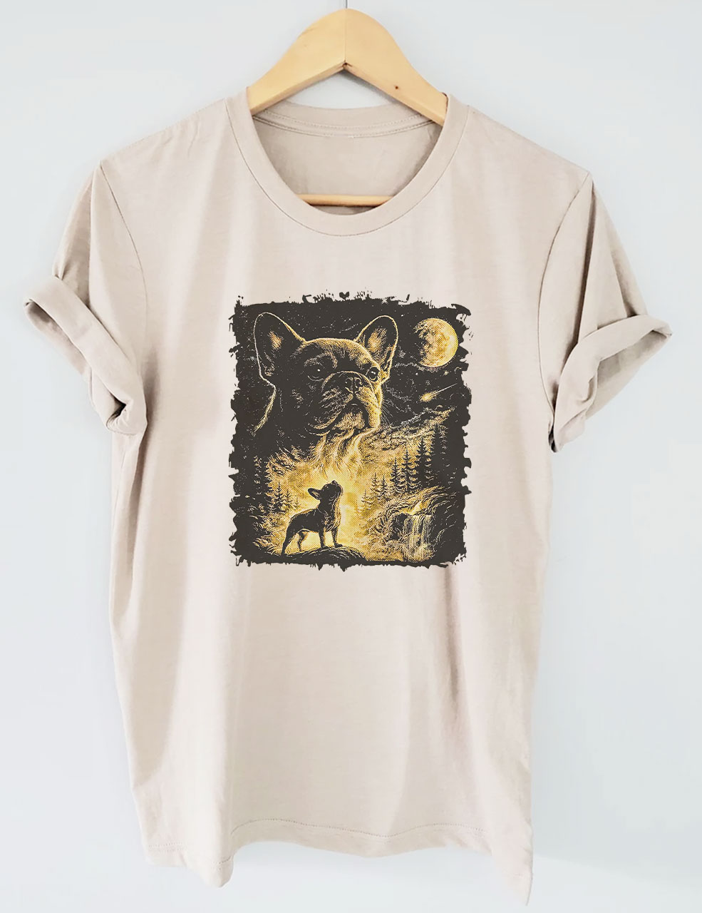 French Bulldog Howling To The Moon Funny T-shirt