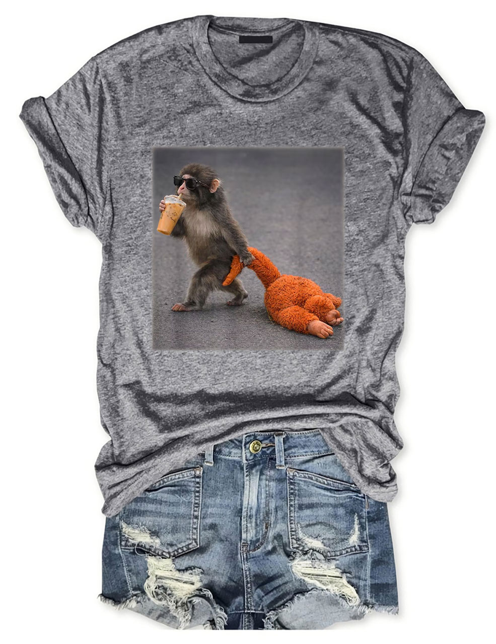 Baby Monkey Punch with Plush Toy T-Shirt