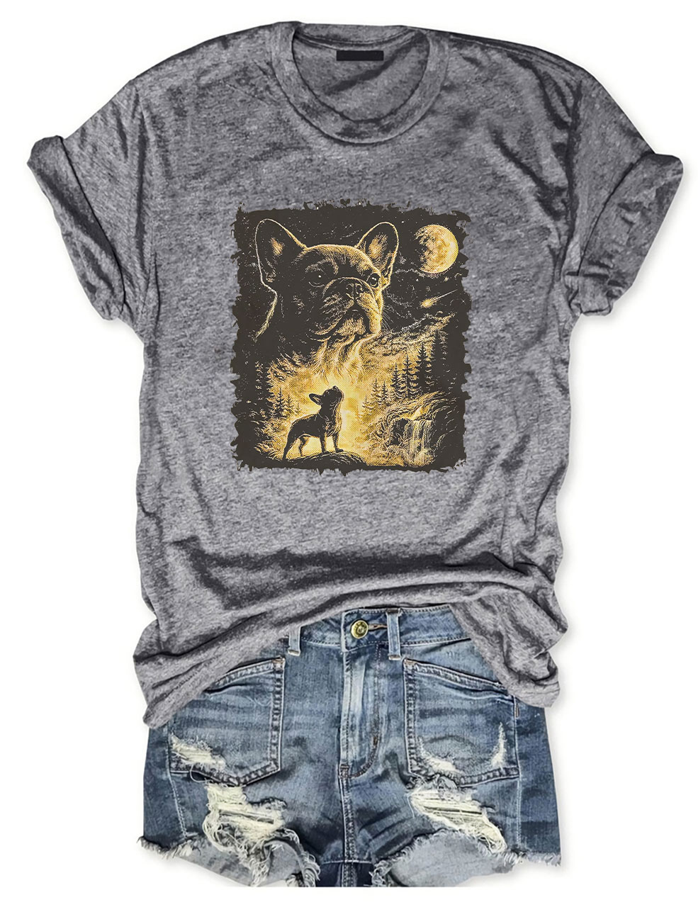 French Bulldog Howling To The Moon Funny T-shirt