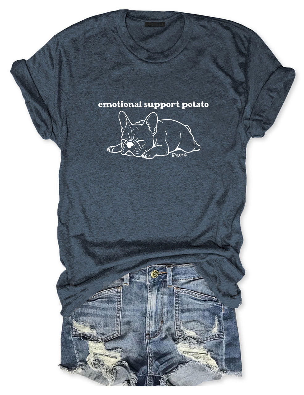 Emotional Support Potato Funny French Bulldog T-shirt