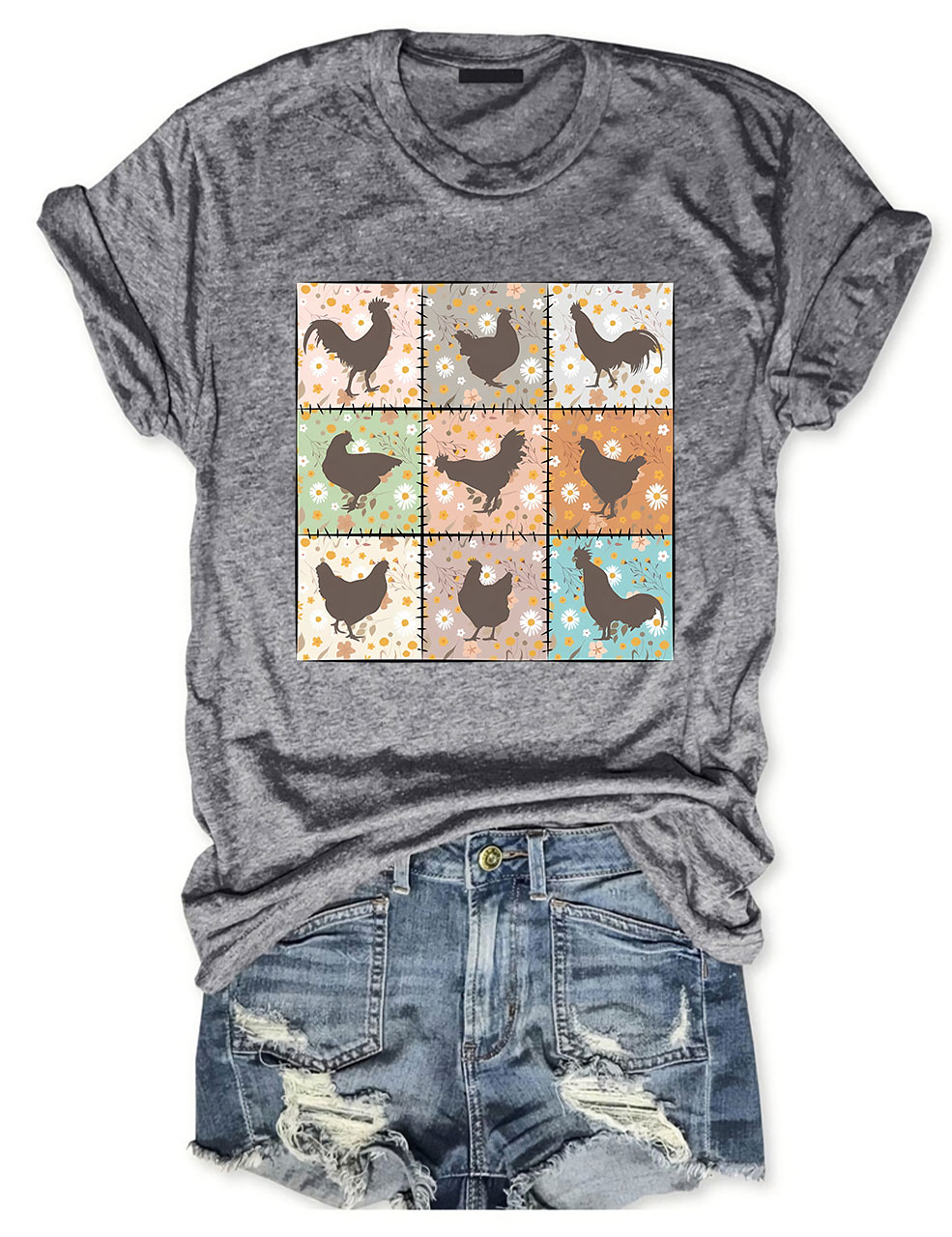 Retro Farmhouse Floral Backyard Chicken T-Shirt