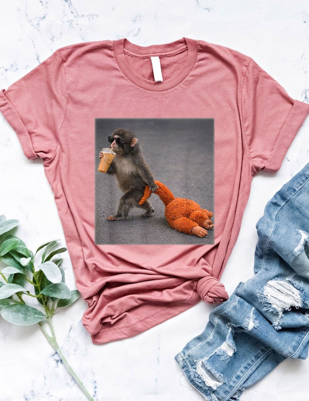 Baby Monkey Punch with Plush Toy T-Shirt