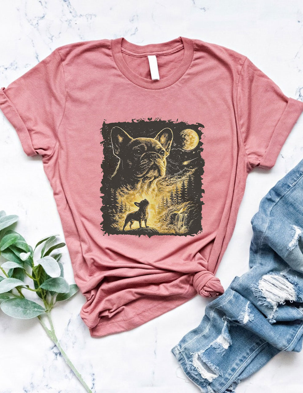 French Bulldog Howling To The Moon Funny T-shirt