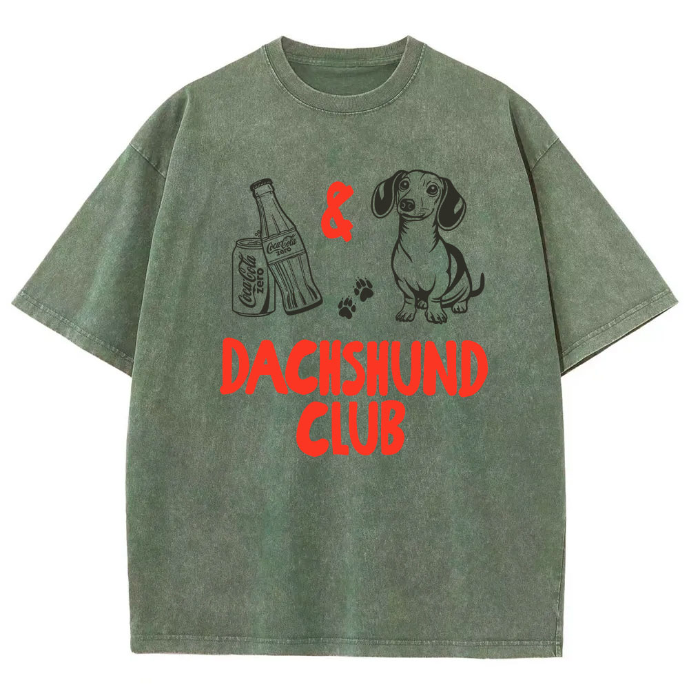 Coke Zero and Dachshund Club Funny Washed T-shirt