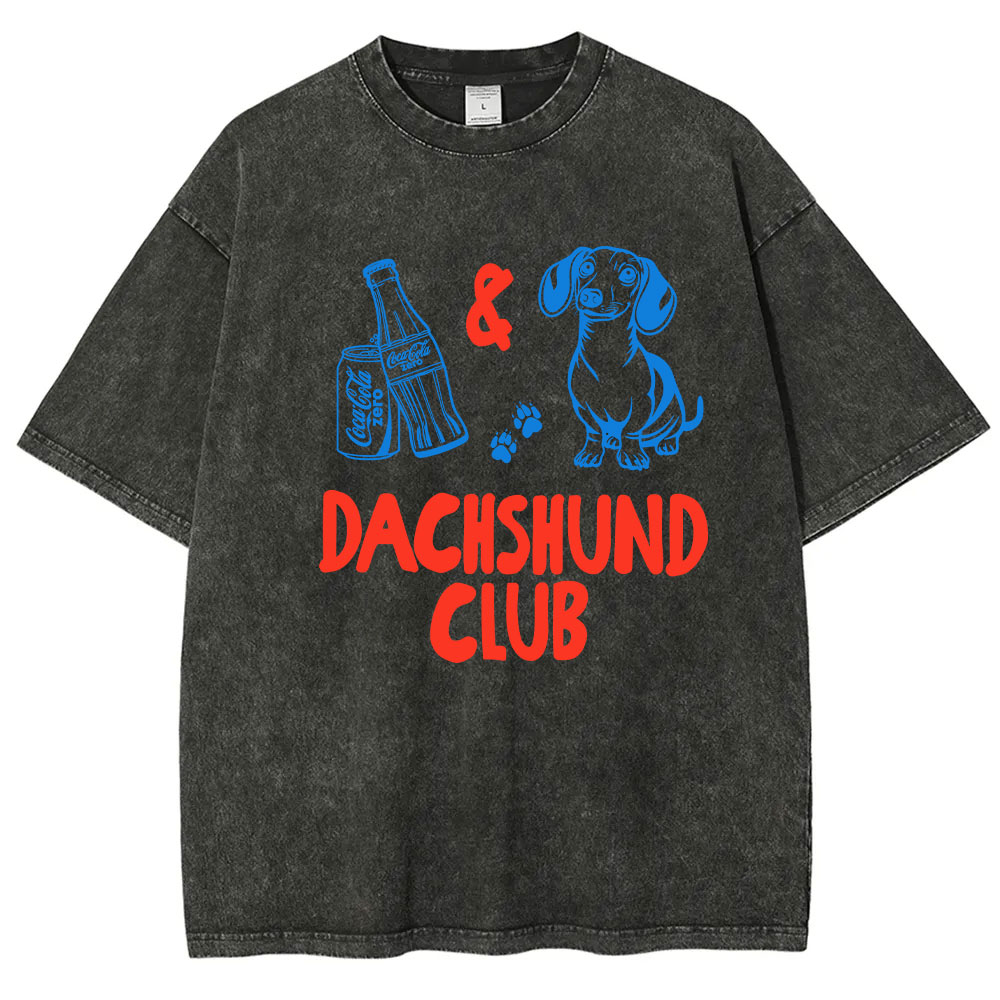Coke Zero and Dachshund Club Funny Washed T-shirt