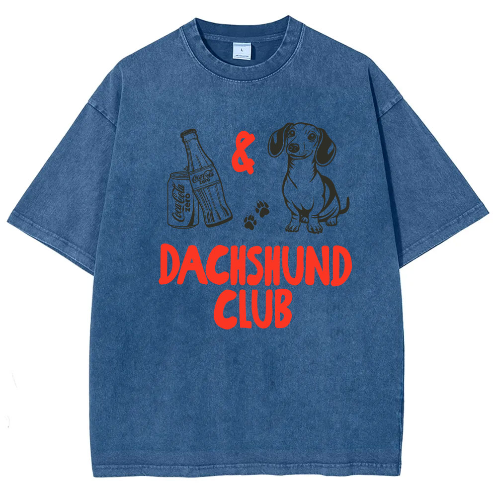 Coke Zero and Dachshund Club Funny Washed T-shirt