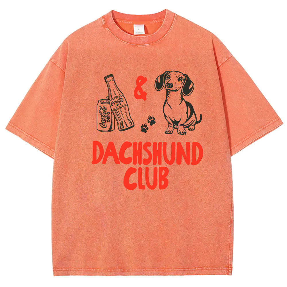 Coke Zero and Dachshund Club Funny Washed T-shirt
