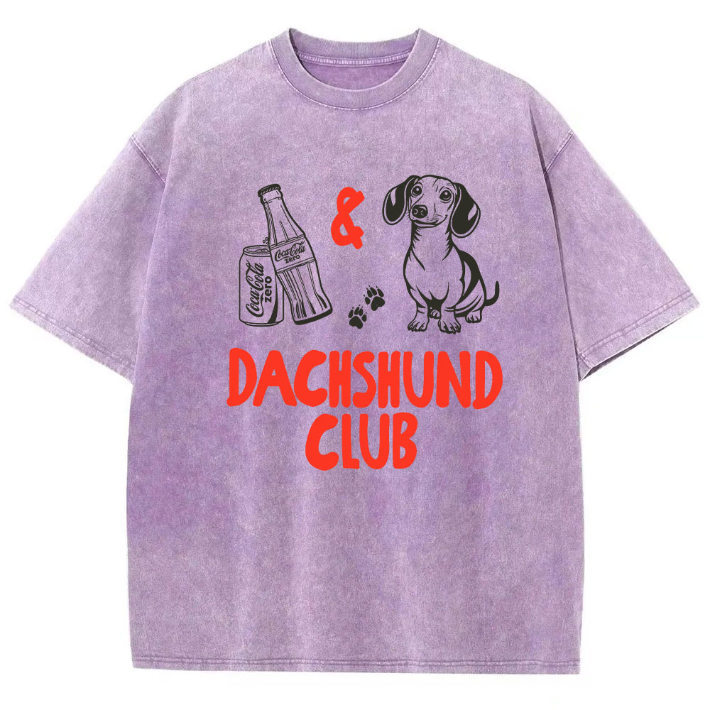 Coke Zero and Dachshund Club Funny Washed T-shirt