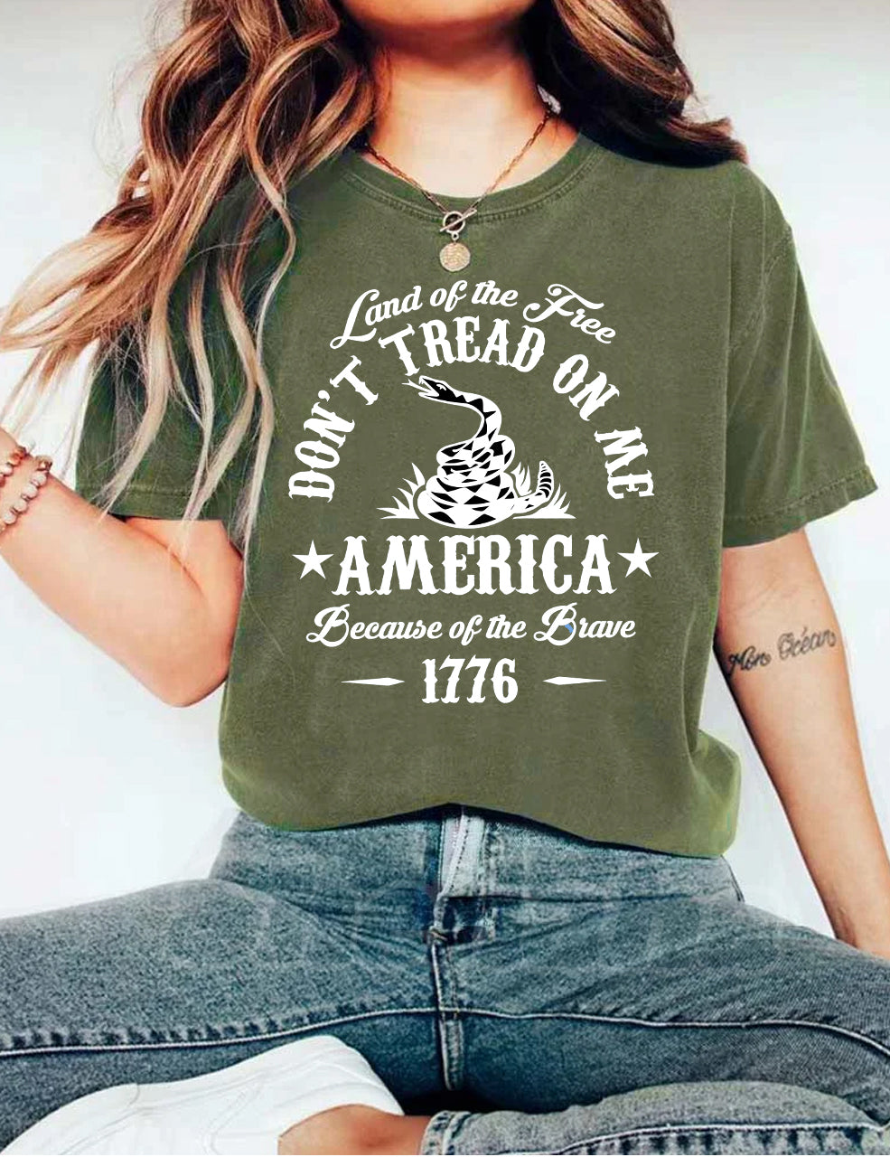 Land Of The Free Don't Tread On Me America Because Of the Brave 1776 T-shirt