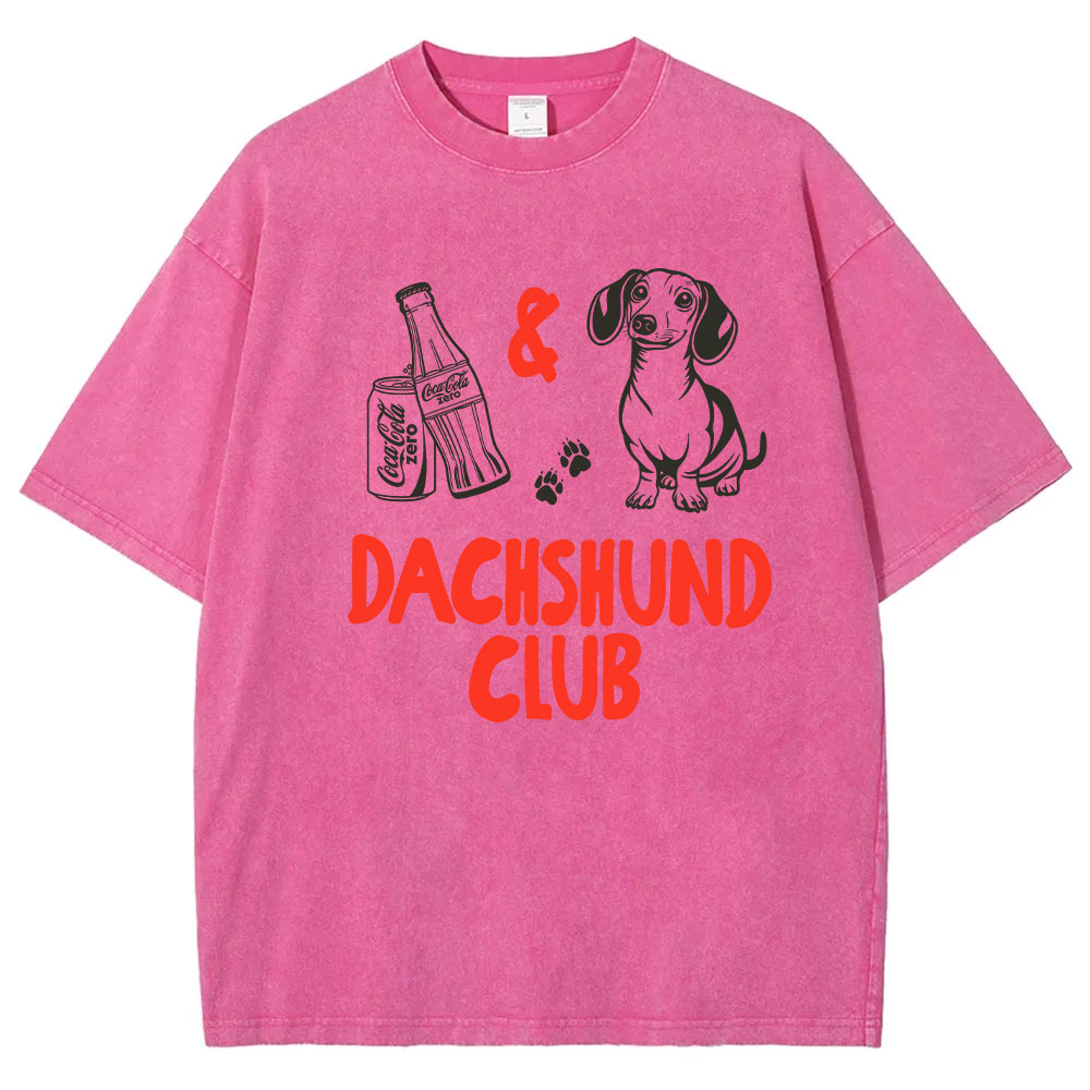 Coke Zero and Dachshund Club Funny Washed T-shirt