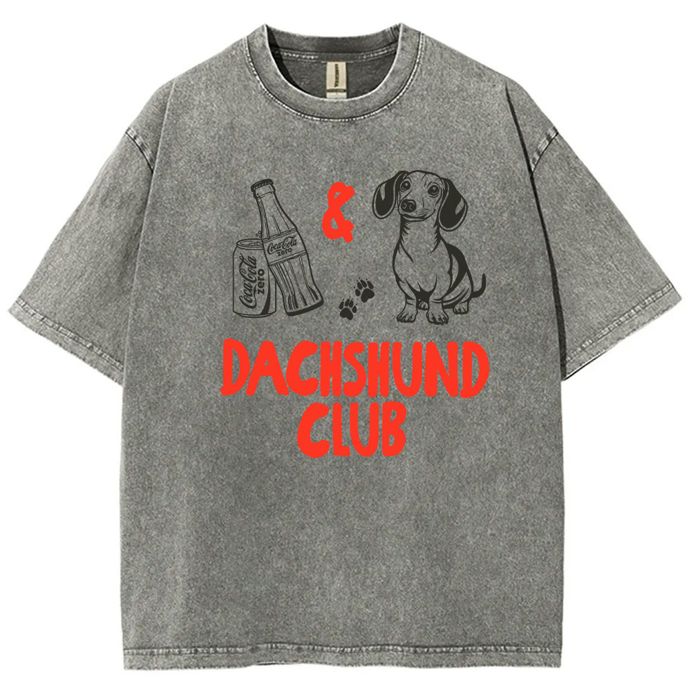 Coke Zero and Dachshund Club Funny Washed T-shirt