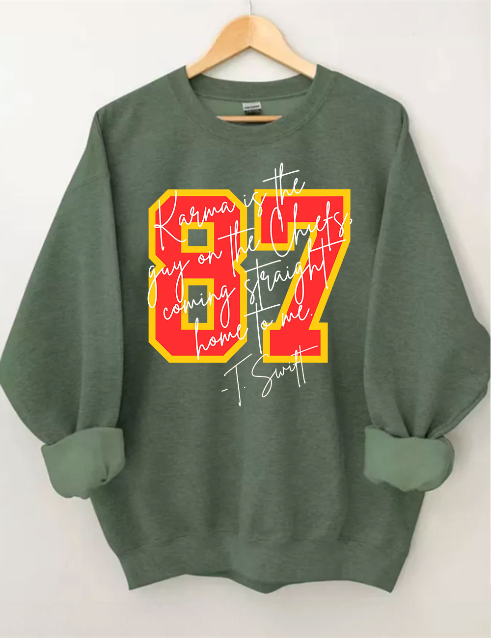 Karma is the guy on the chiefs Sweatshirt