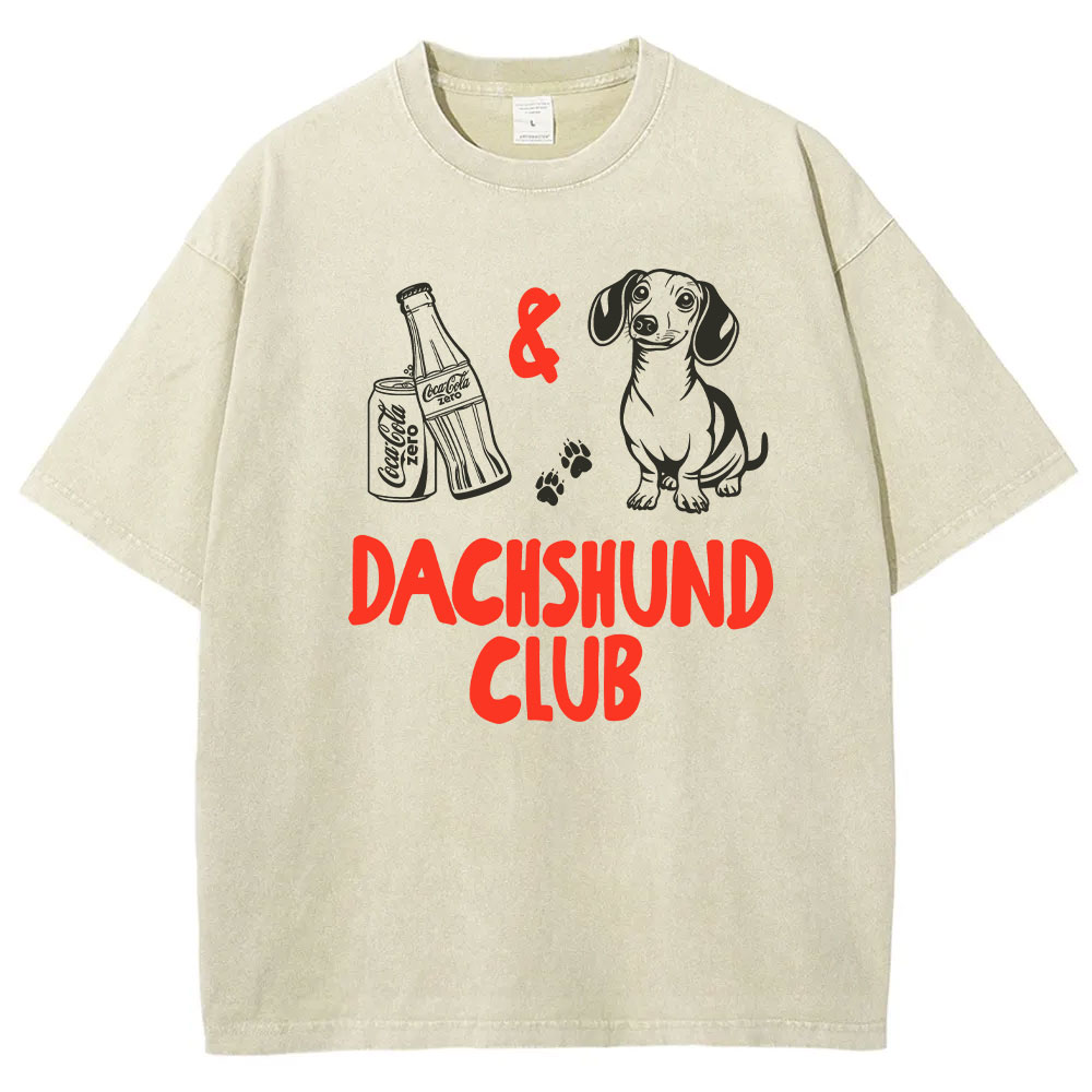 Coke Zero and Dachshund Club Funny Washed T-shirt