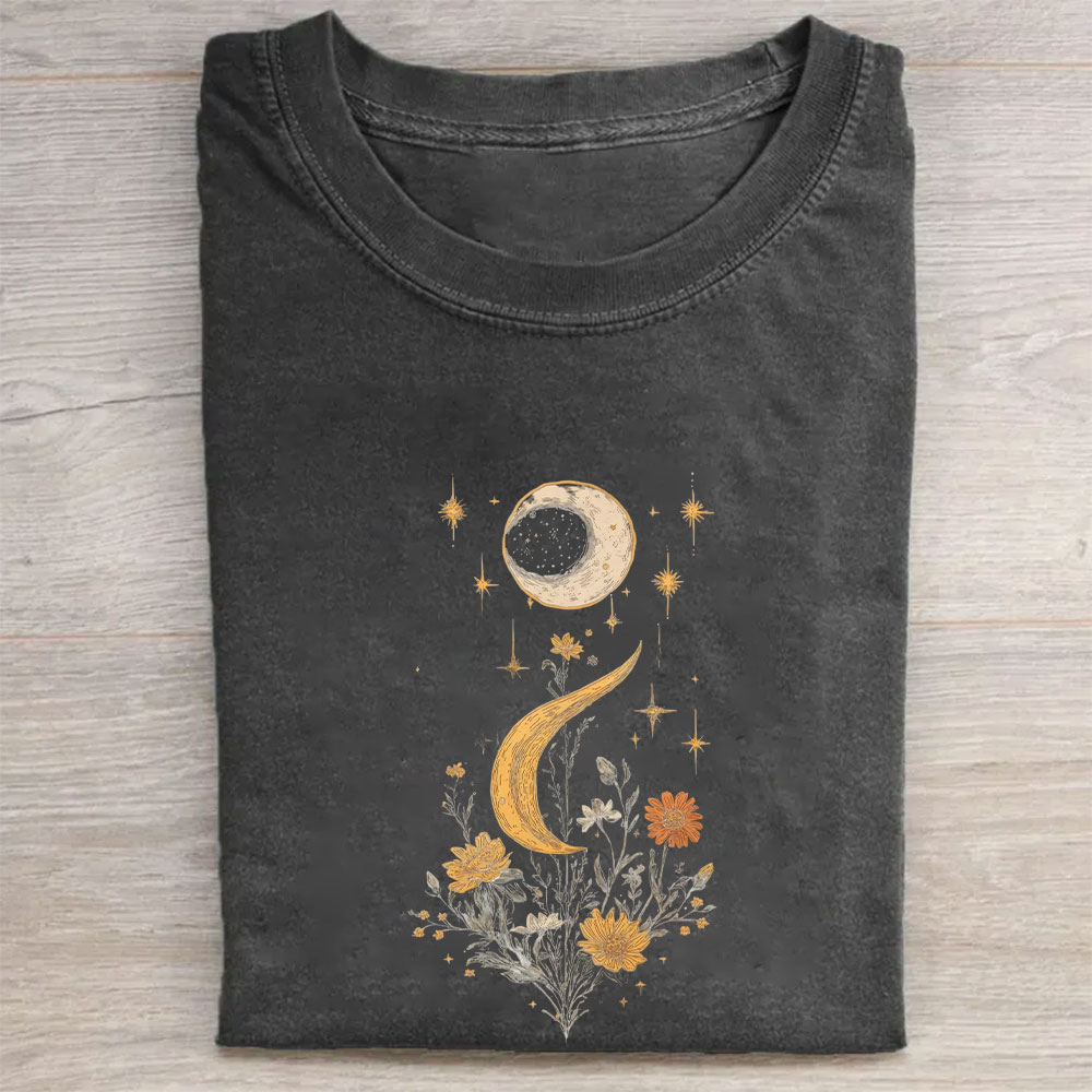 Moon & Wildflower Unisex Funny Washed T-shirt