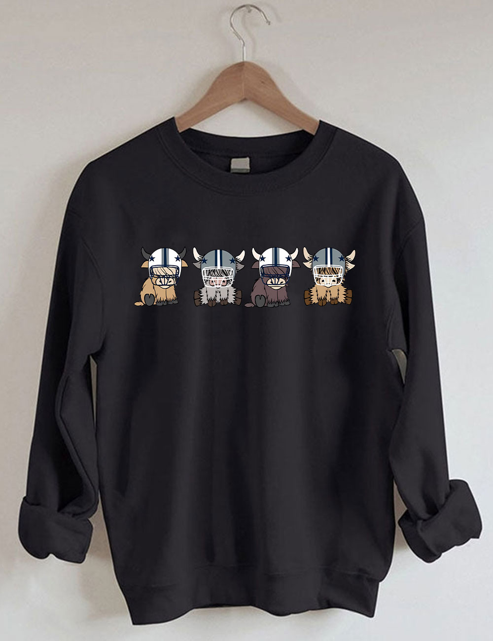 Dallas Highland Cow Football Sweatshirt