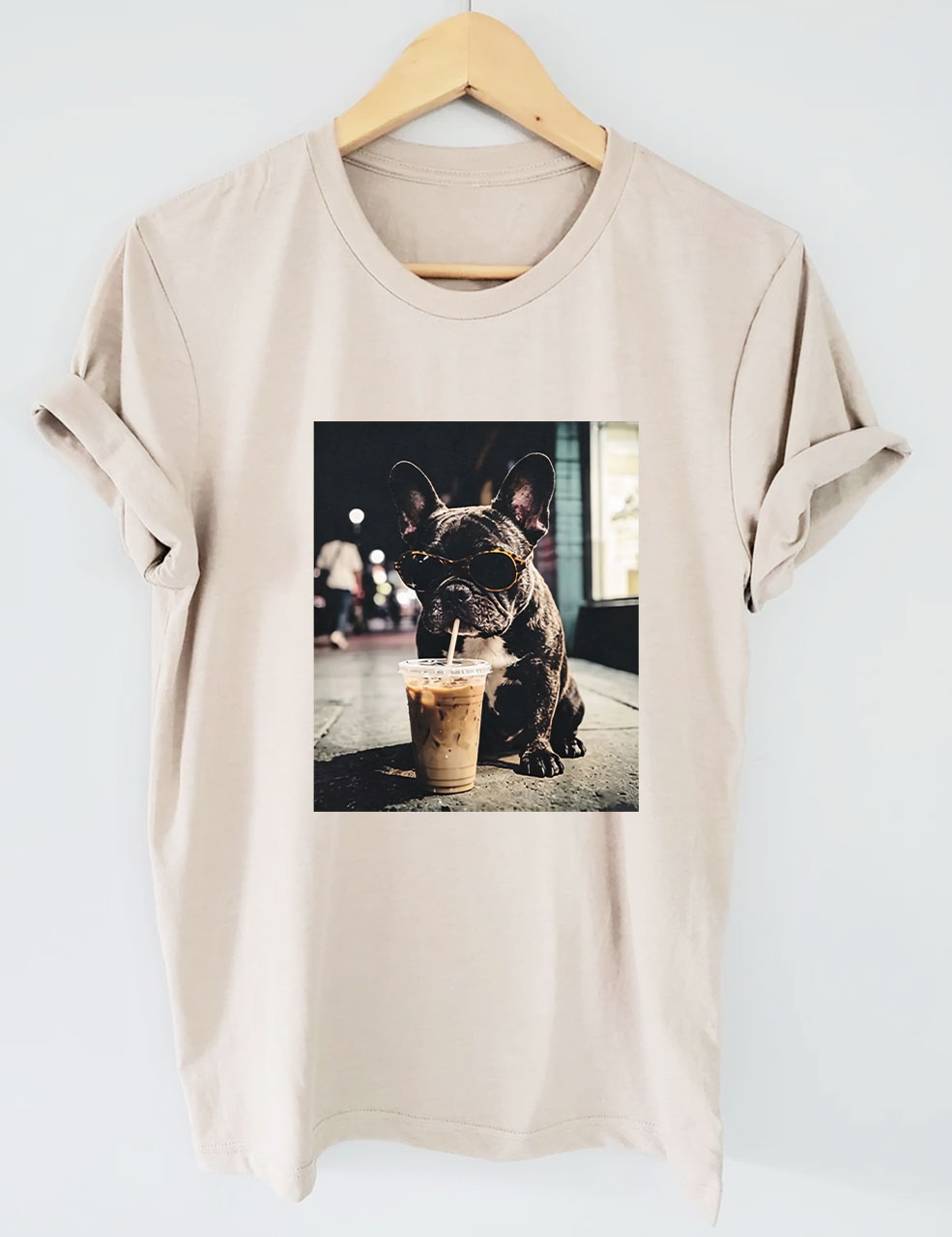 French Bulldog Iced Coffee T-shirt