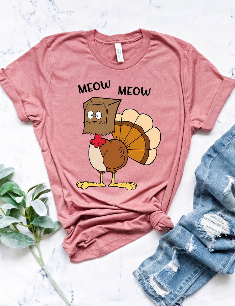 Meow Meow Funny Turkey Thanksgiving T-shirt