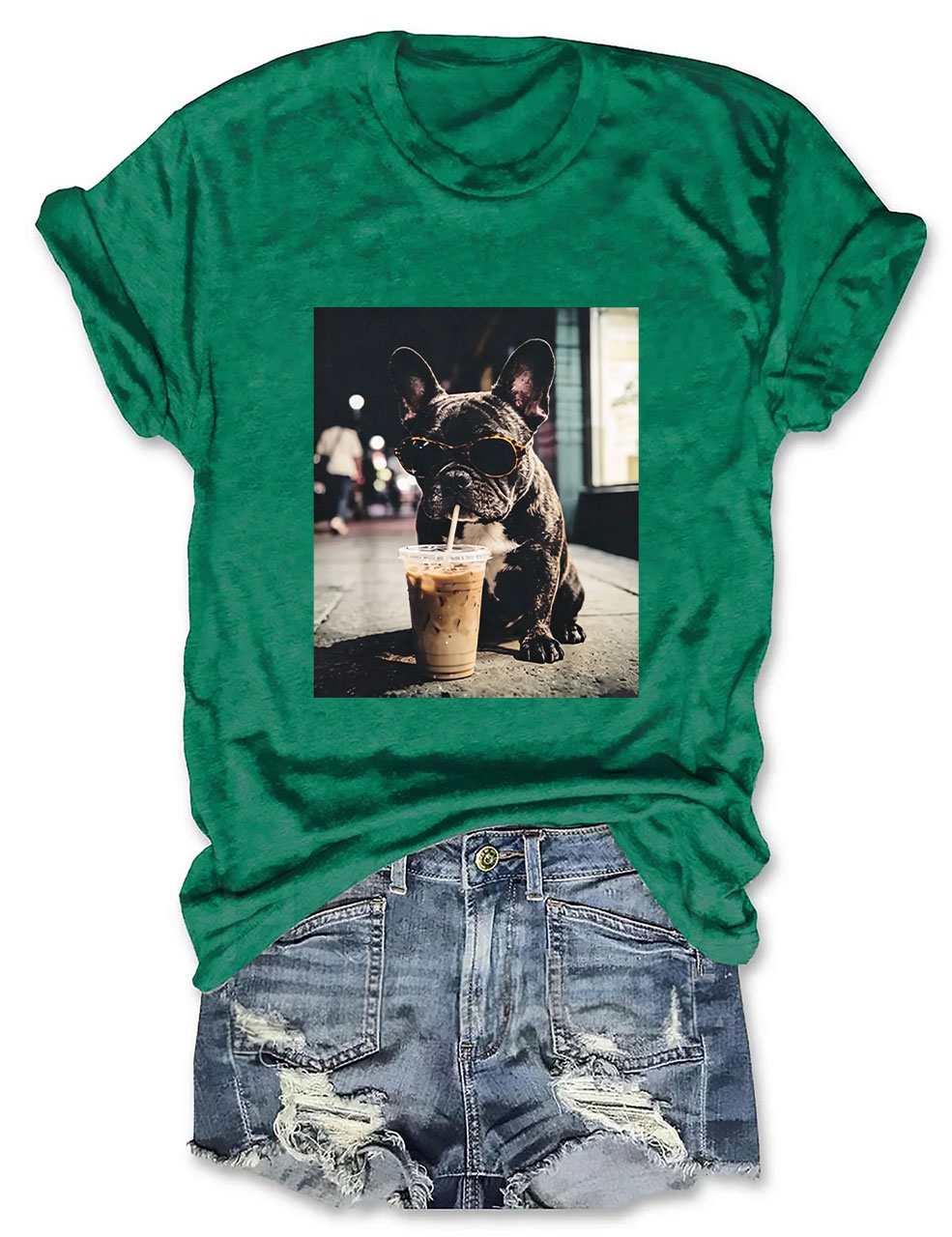 French Bulldog Iced Coffee T-shirt