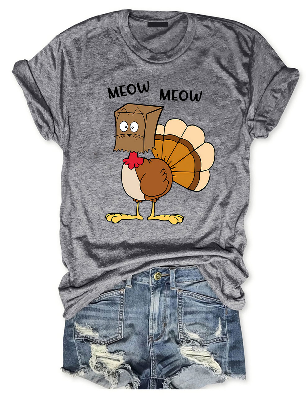Meow Meow Funny Turkey Thanksgiving T-shirt