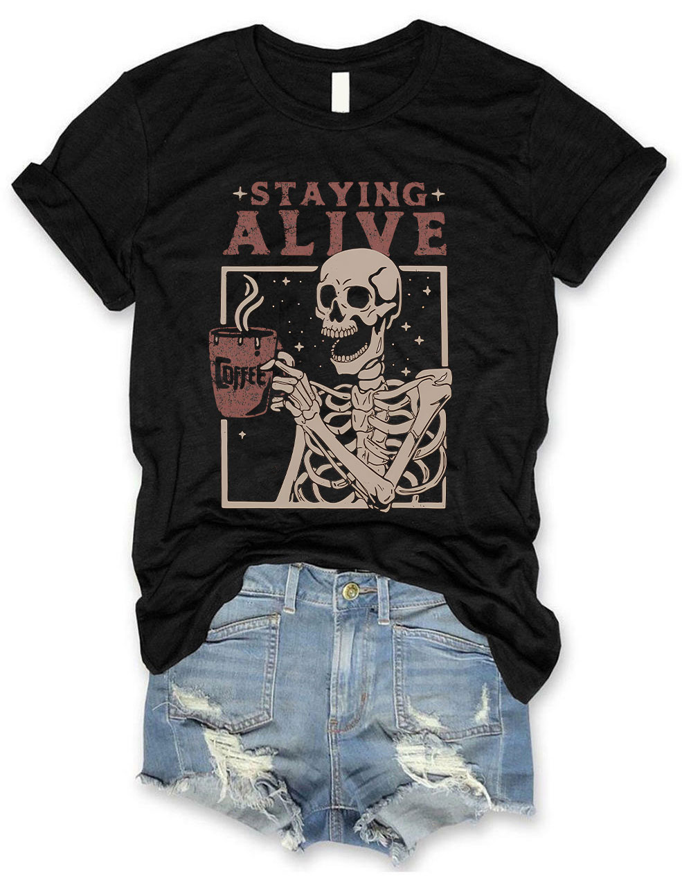 Coffee Lovers Funny Skeleton T-shirt
