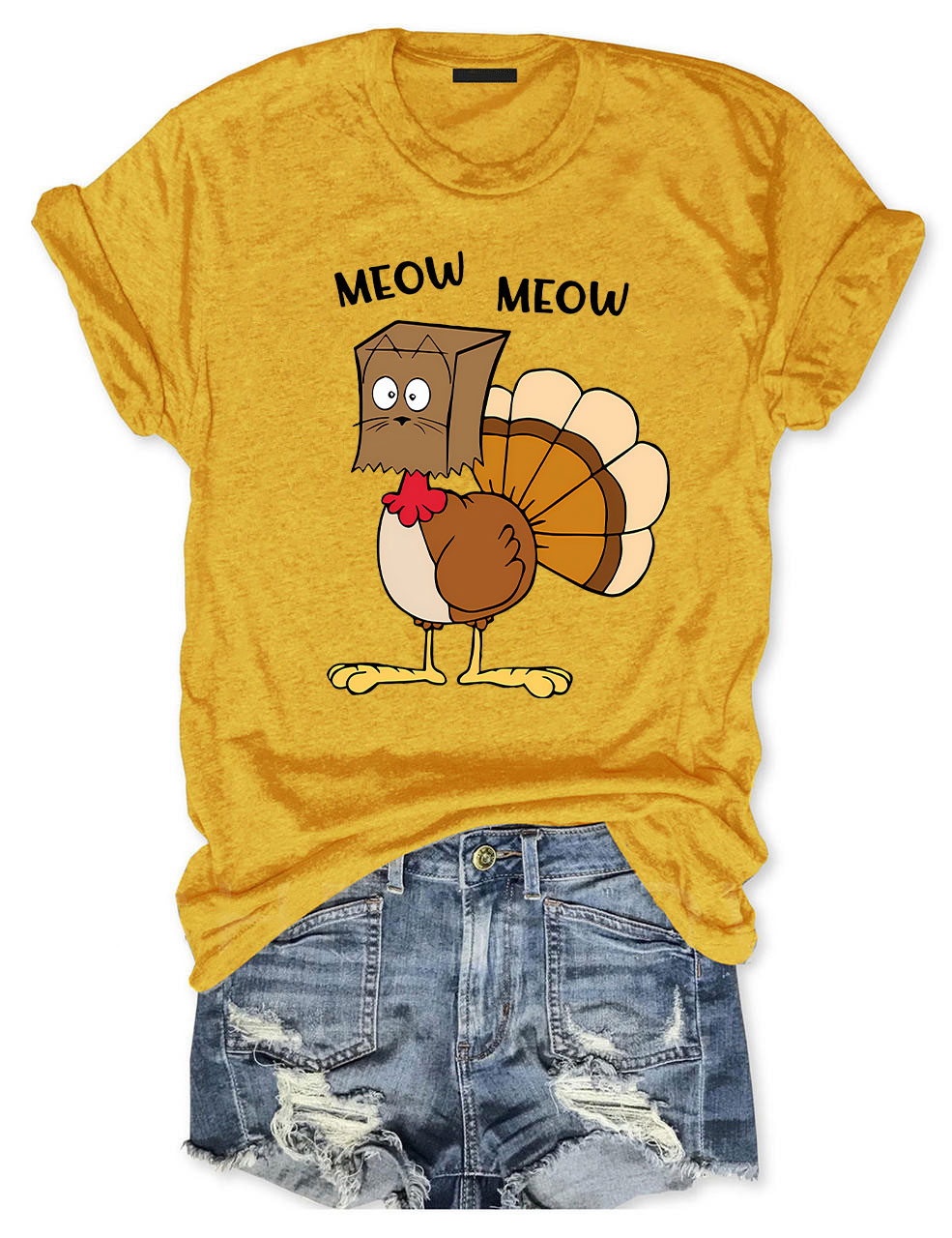 Meow Meow Funny Turkey Thanksgiving T-shirt