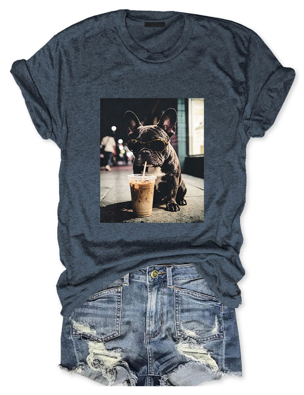French Bulldog Iced Coffee T-shirt