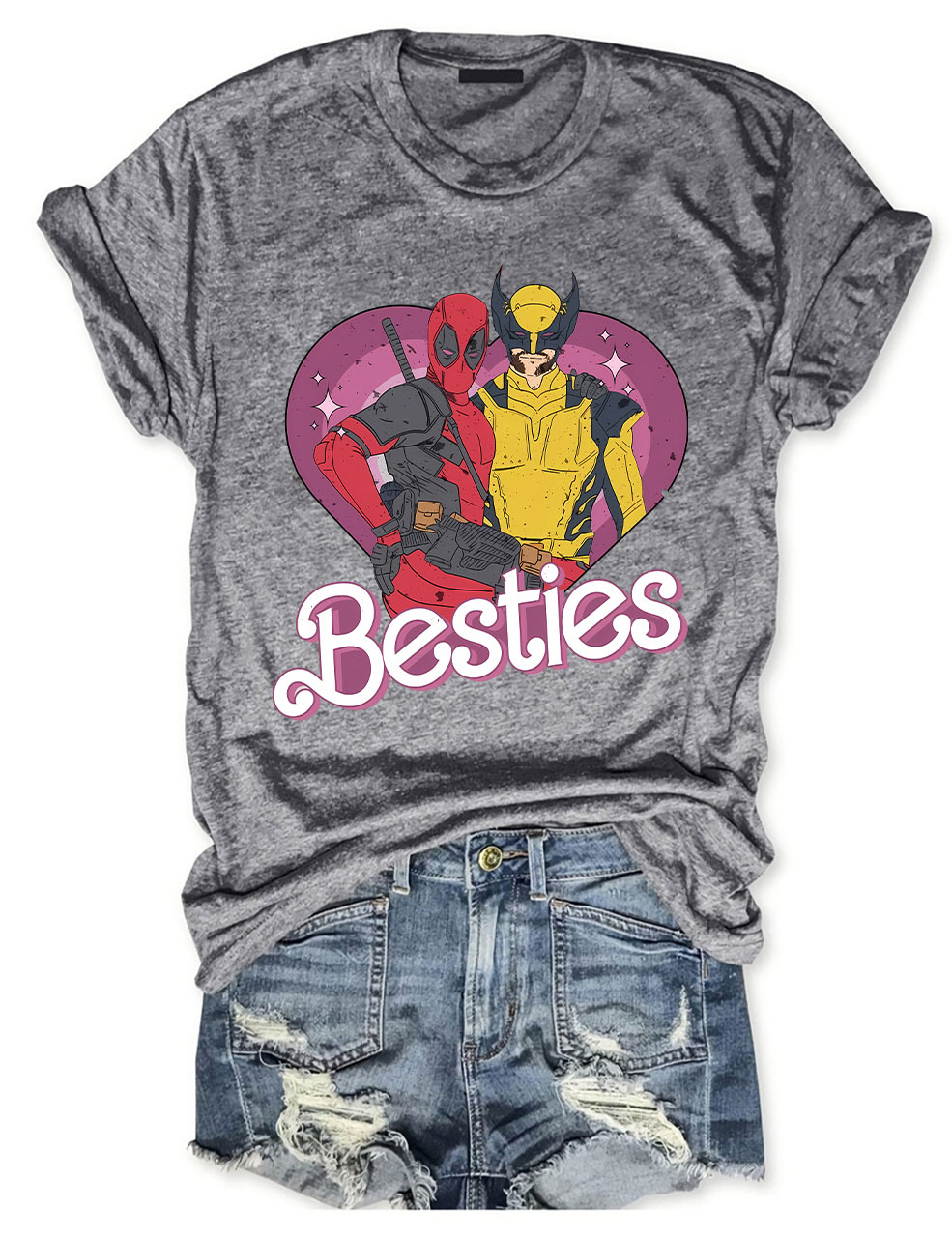 Cute Deadpool Wolverine Besties Forever T-shirt