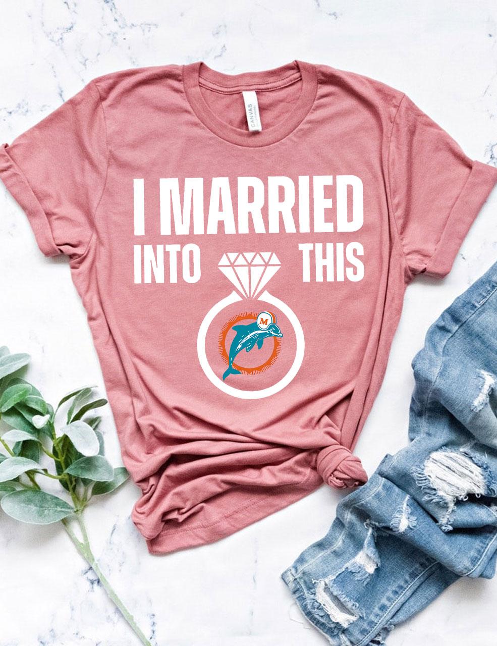 I Married To This Dolphins Football T-Shirt