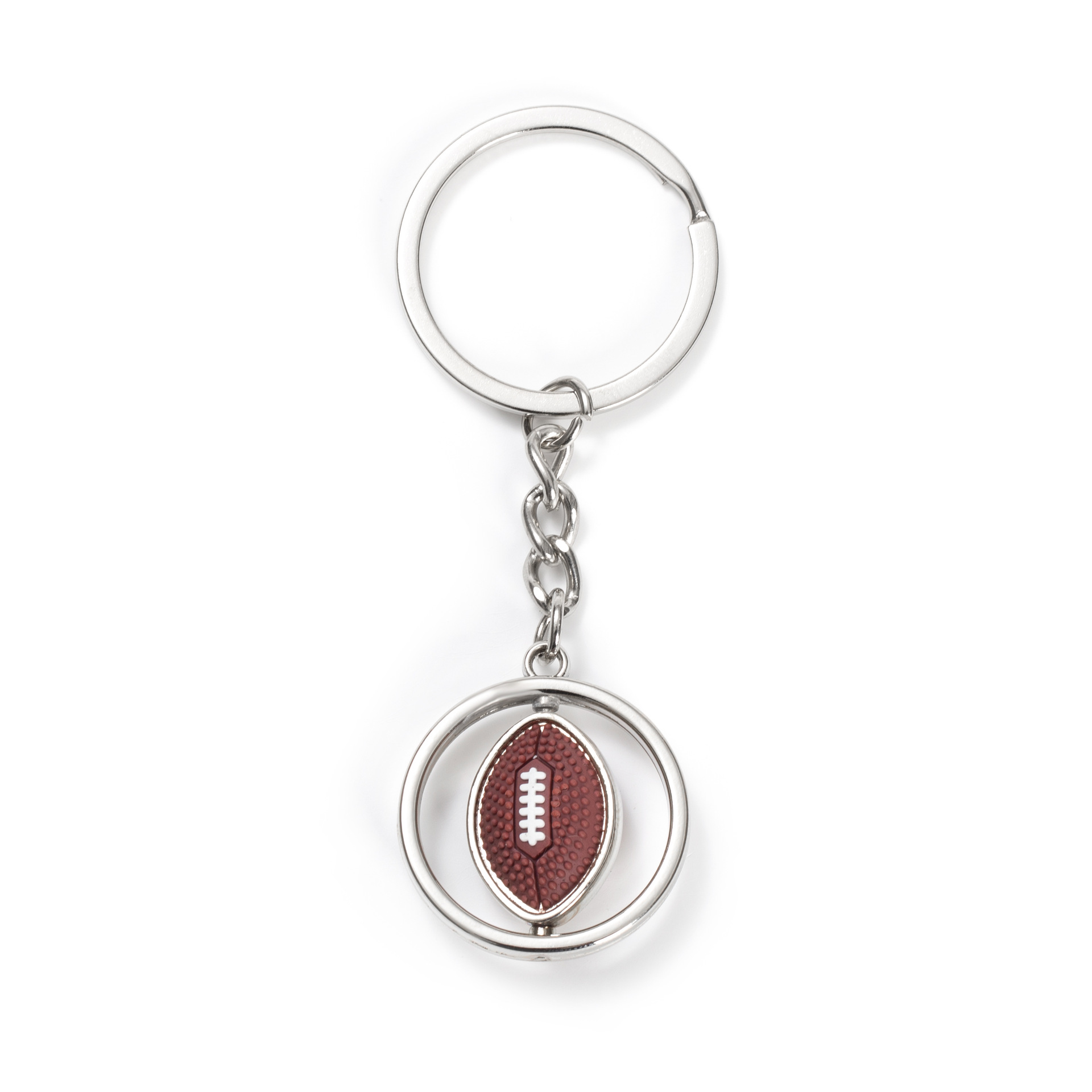 Rotating Small Basketball Soccer Golf Rugby Baseball Keychain Metal Ball Key Ring Gift