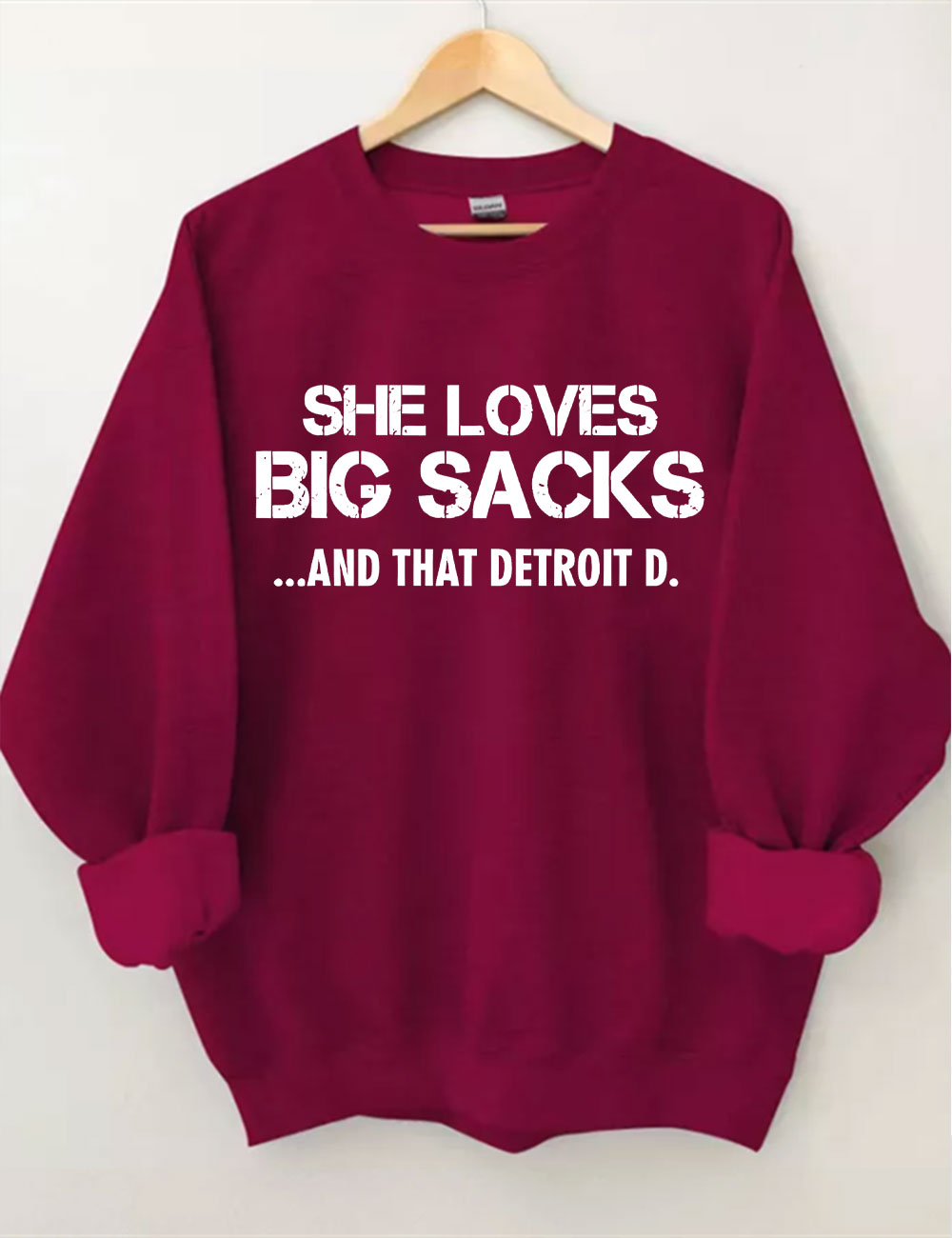 She Loves Big Sacks and that DETROIT D. Football Sweatshirt