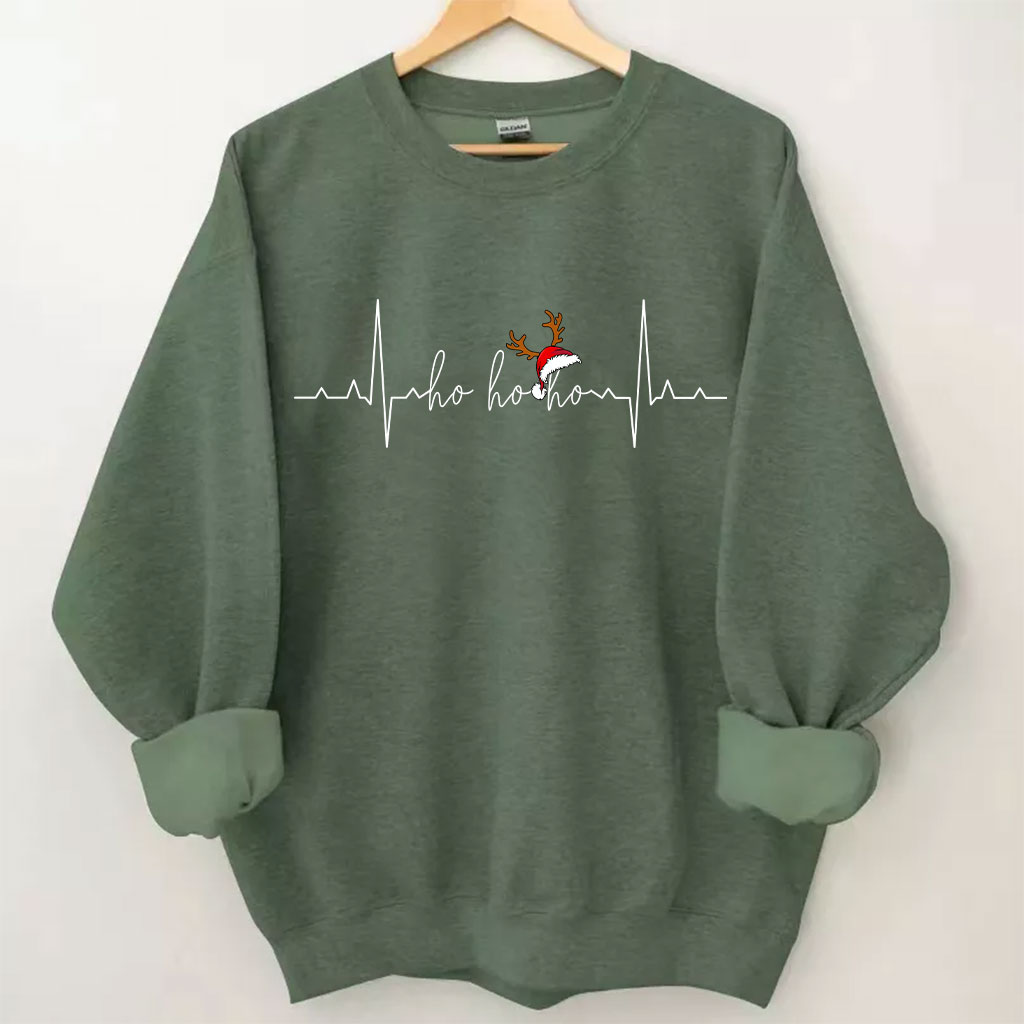 Ho Ho Ho Ho Heartbeat Christmas Funny Sweatshirt