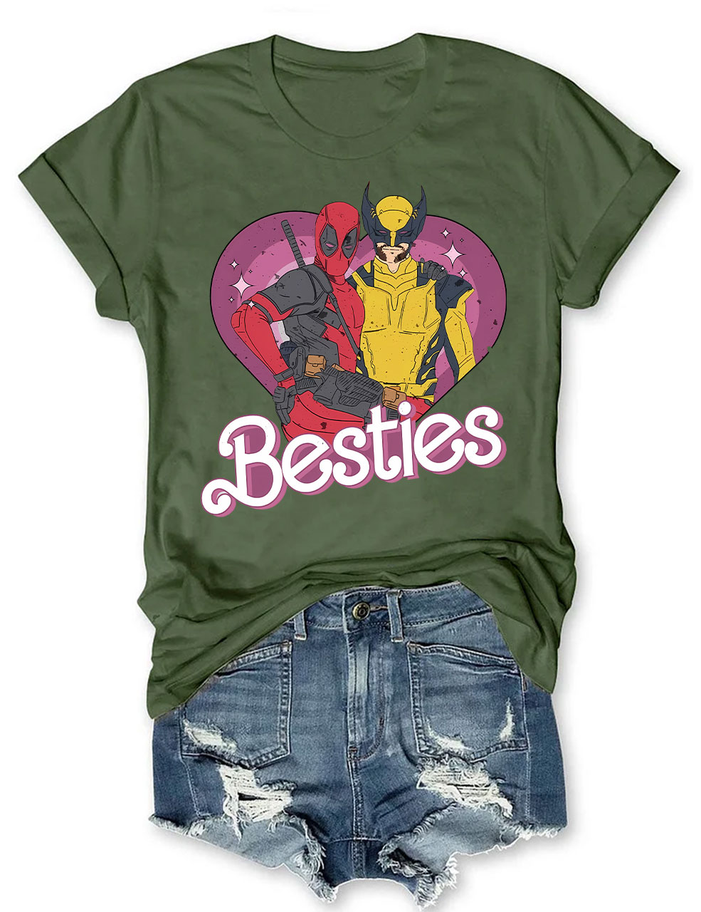 Cute Deadpool Wolverine Besties Forever T-shirt