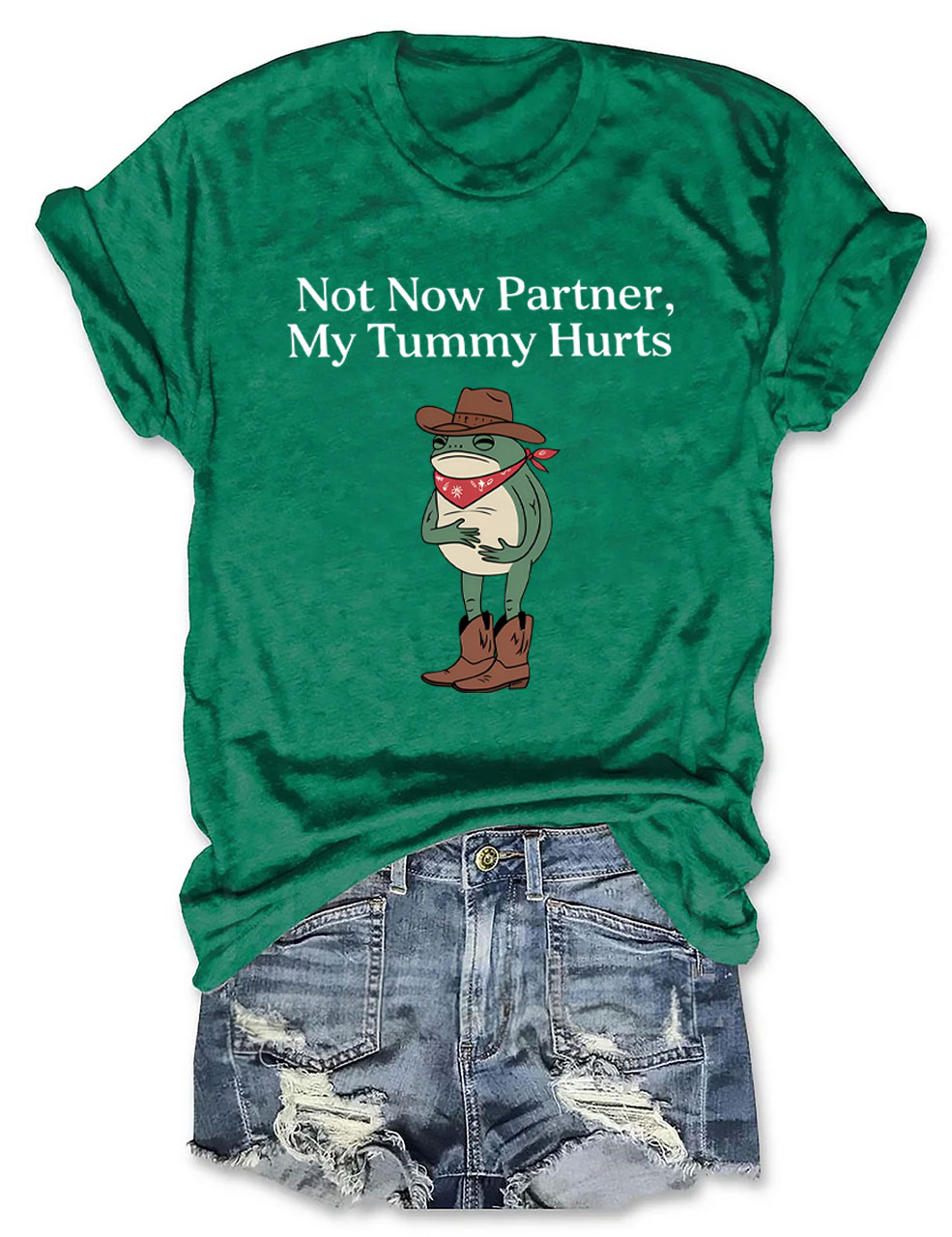 Not Now Partner My Tummy Hurts  Cowboy Frog T-shirt