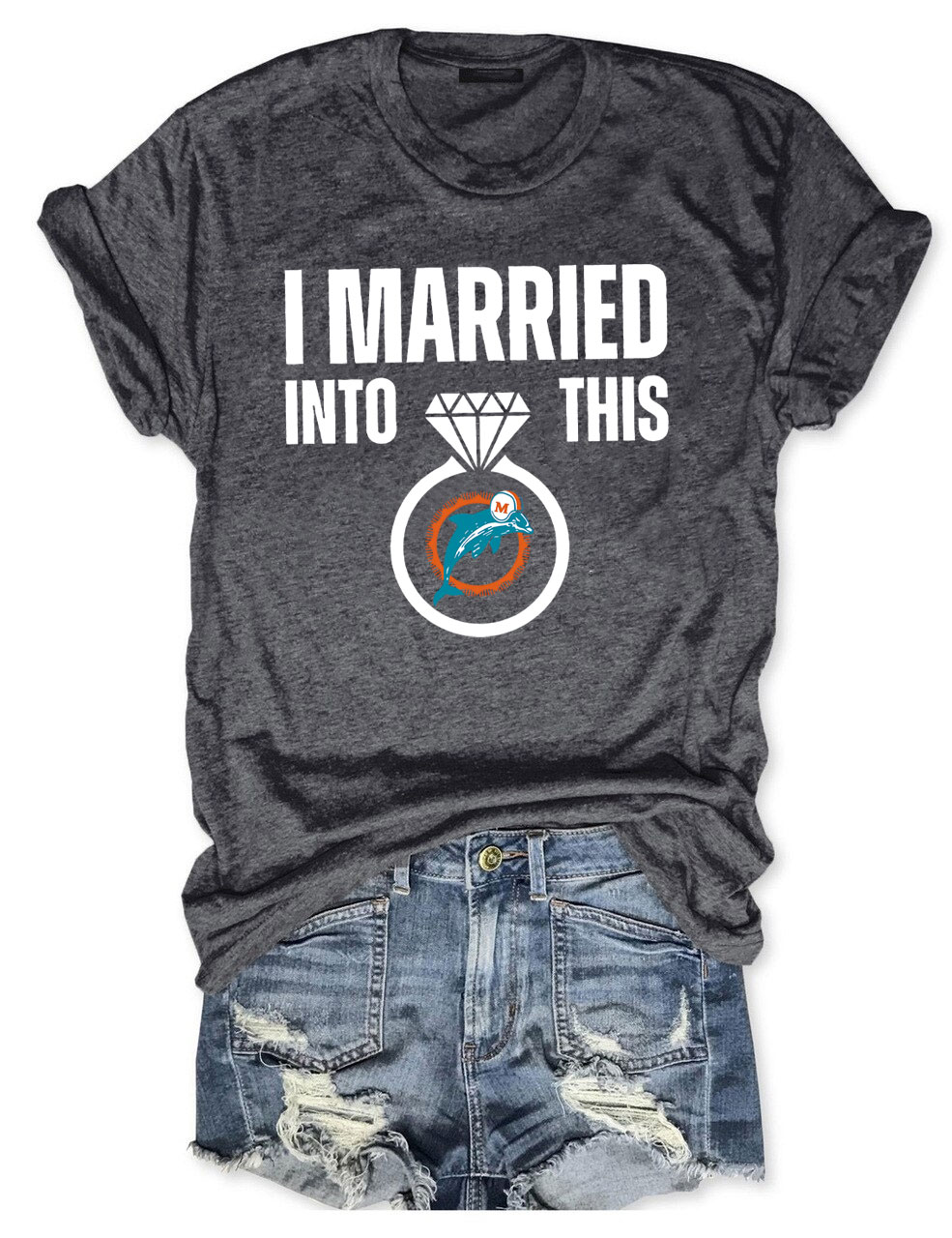 I Married To This Dolphins Football T-Shirt